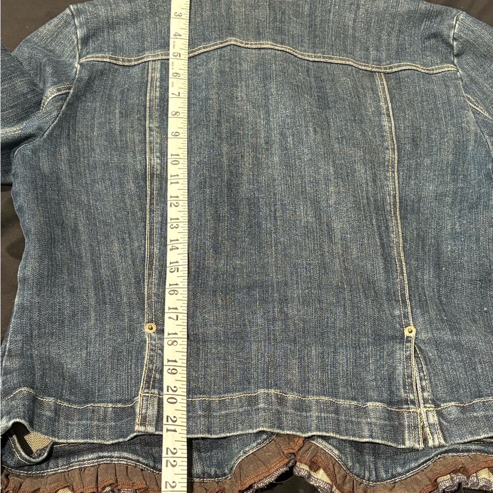 INC Ruffled Dark Denim Jacket - Women Size Large - Picture 11 of 12
